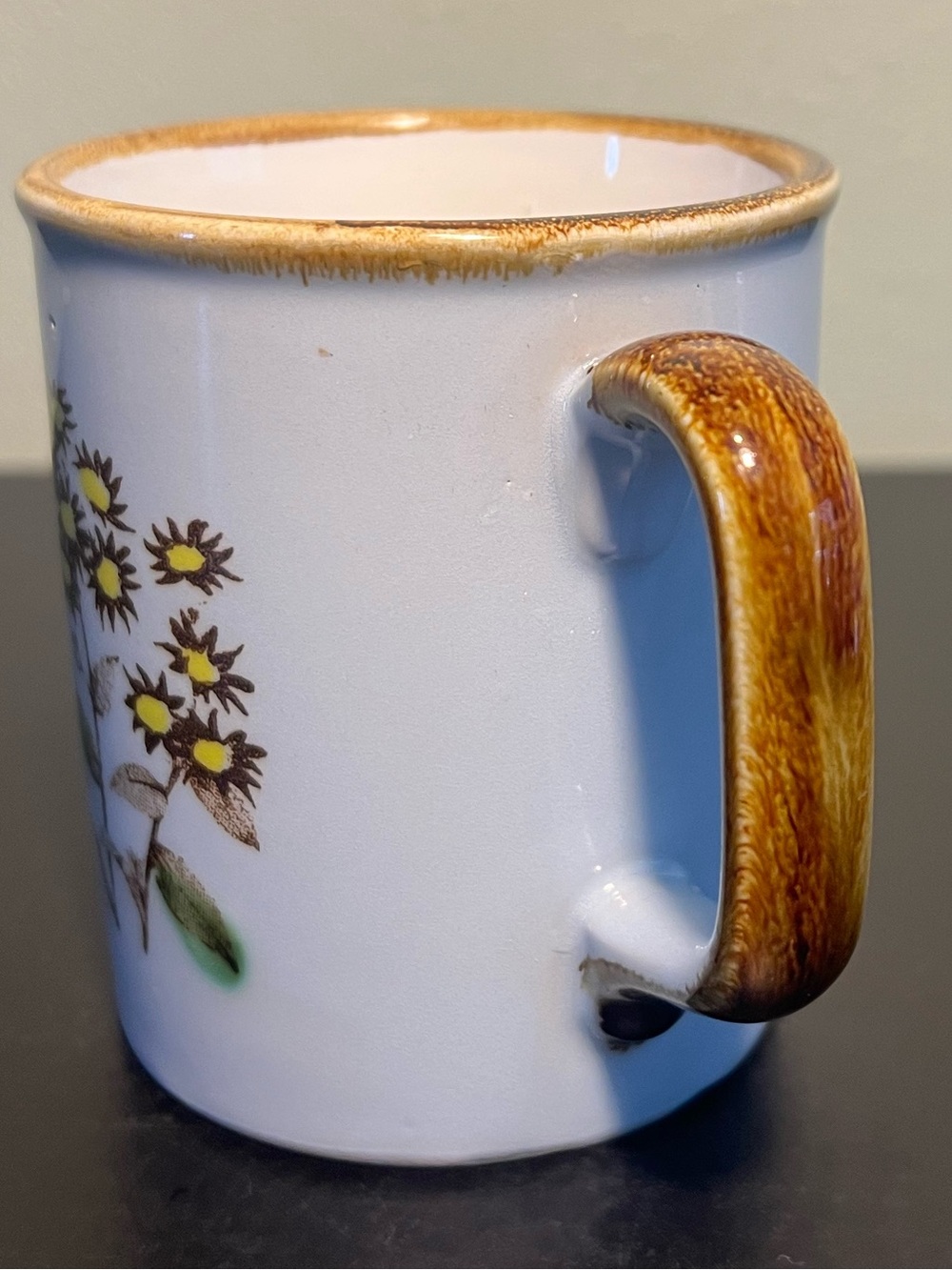 Vintage Boho Speckled Stoneware Floral Coffee Mug Cup Retro 70s Mid Century 10oz - Picture 5 of 10